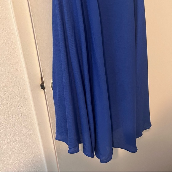 NWT Lulus Troulos Royal Blue Lace Up Midi Dress Skater Gauze Size Small - Picture 6 of 15